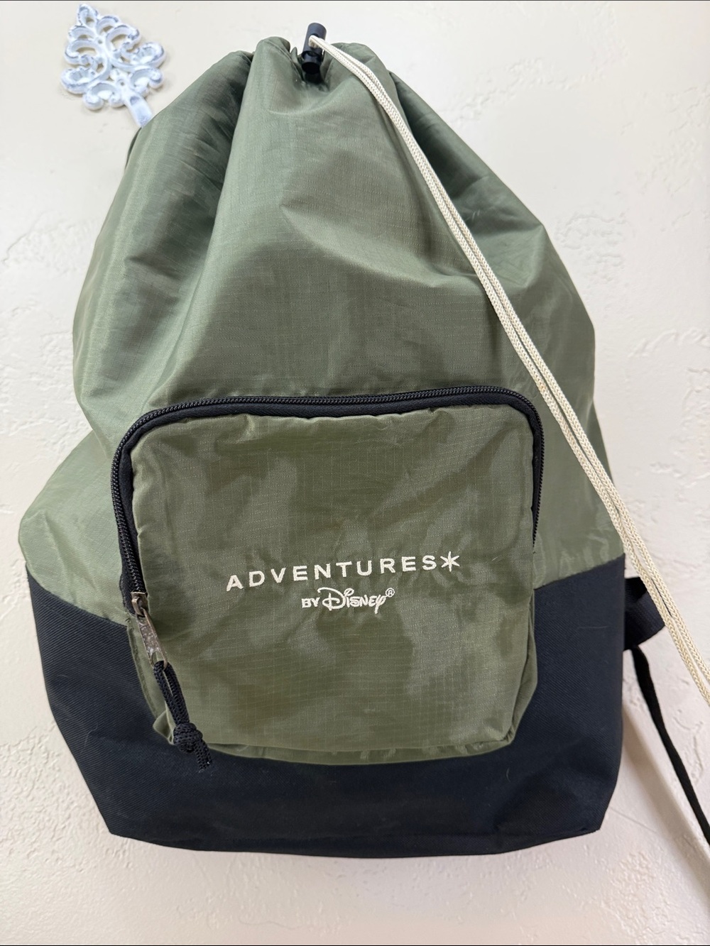 Adventures by Disney Men's / Women’s Green and Black Drawstring Backpack Wet Dry
